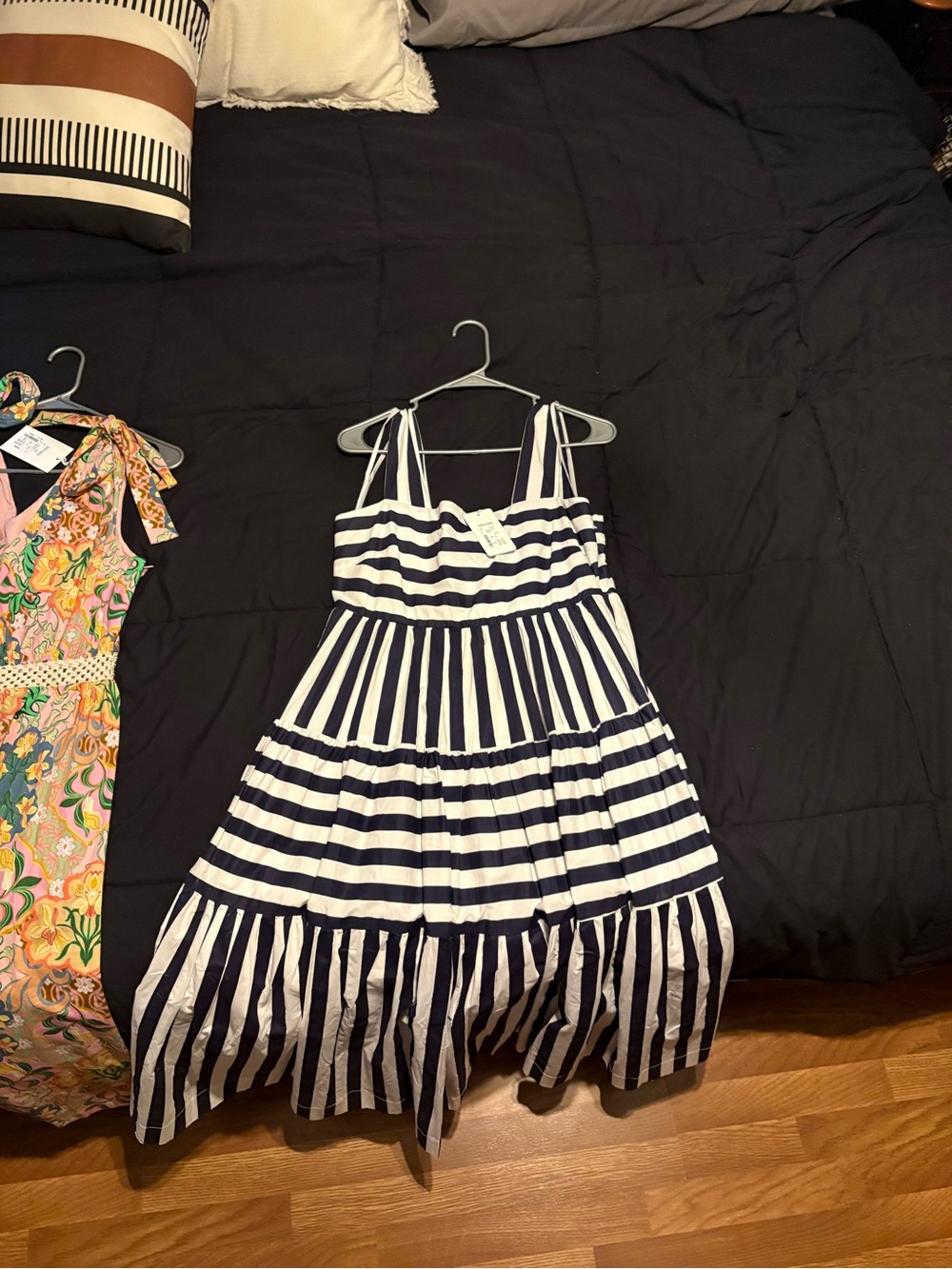 Pinch Navy and White Striped Tiered Sundress